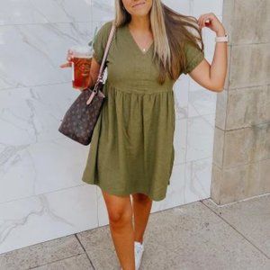 Women's Short Sleeve Shirtdress - Universal Thread™ Olive Green M
